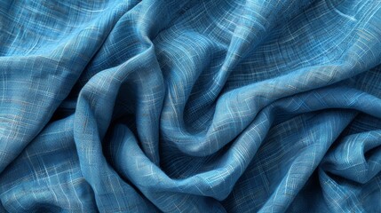 Blue cotton fabric with a visible weave pattern