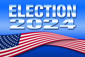 2024 Election with USA flag and blue background - Illustration