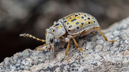 Sticker - Close-up of a Spotted Beetle on a Rough Surface