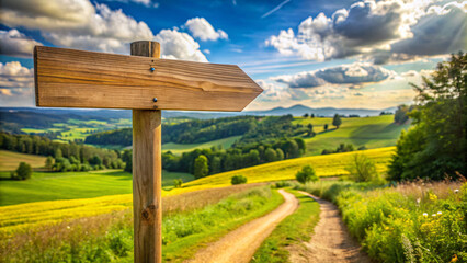 signpost in the beautiful place, vacation direction summer landscape