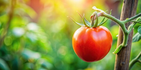 Wall Mural - Fresh ripe tomato on a vine , red, organic, fresh, healthy, vegetable, vibrant, natural, farm, agriculture, summer, juicy, ripe