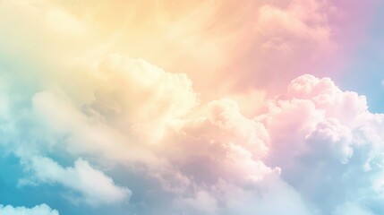 the sky is filled with fluffy white clouds and a bright blue sky. generate ai image