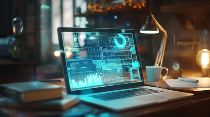Poster - business financing digital management software system tax calculation data, financial data records 