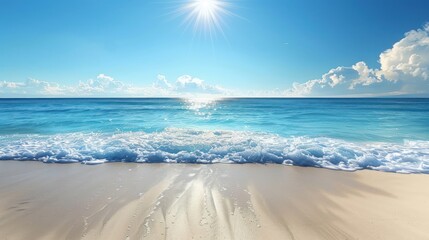 Canvas Print - Sun-Kissed Paradise: Idyllic Sand Beach and Ocean View