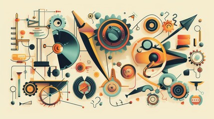 Wall Mural - STEM design illustration, science technology engineering mathematics background.