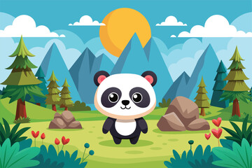 Wall Mural - panda sun