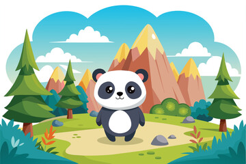 Wall Mural - panda cub with sun