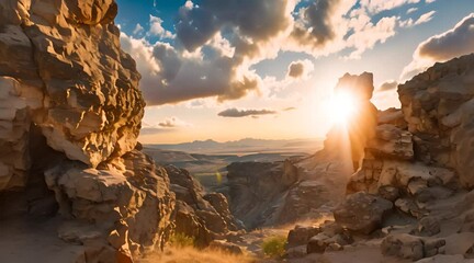 Wall Mural - the sun is setting over the rocky mountains