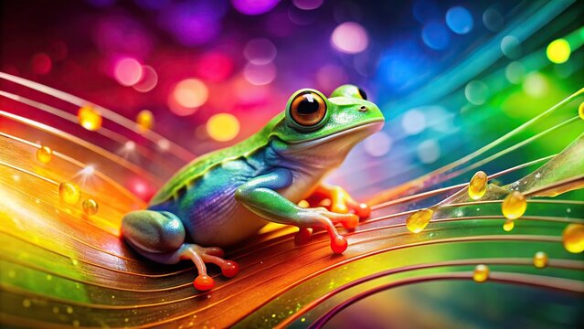 Colorful abstract image of a vibrant symphony featuring abstract amphibian tones, abstract, vibrant, symphony, colors