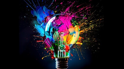 Aufkleber - Lightbulb Explosion of Creativity and Color