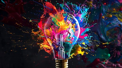 Aufkleber - Exploding Lightbulb of Colorful Ideas