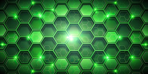 Wall Mural - Abstract background with green hexagonal patterns and futuristic technology style , Technology, Futuristic, Green, Hexagon