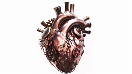 a pulsating human heart intertwined with gears and clockwork, symbolizing the rhythm of life and the intricate mechanisms of emotion
