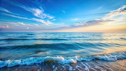 Wall Mural - Gentle waves on the calm sea , ocean, water, waves, peaceful, serene, nature, oceanic, ripple, surface, tranquil, motion, blue