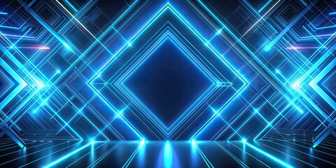 Wall Mural - Abstract neon blue background with vibrant glowing lines and geometric shapes, neon, blue, abstract, background, vibrant