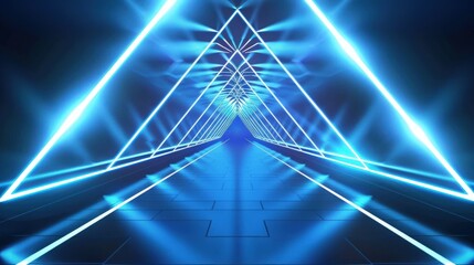 A blue triangle with a bright light shining on it. Generate AI image