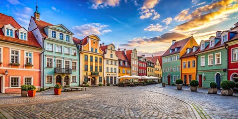 Wall Mural - A charming view of the historic old town with cobblestone streets and colorful buildings