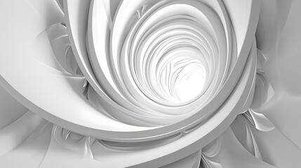 Wall Mural - 4. Produce an artistic representation of a spiral tunnel with intricate patterns and fluid motion, crafted to generate a serene and expansive white background image.