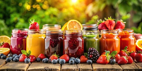 Wall Mural - Colorful and vibrant fruit jam backgrounds perfect for fruit advertisements, fruit, jam, background, vibrant, colorful, fresh