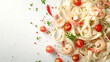 © vidkit - Fresh Fettuccine pasta with shrimp, tomatoes and herbs Advertising Poster