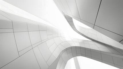 Wall Mural - 2. Create a minimalist abstract architecture design featuring clean lines and modern shapes, ideal for generating a sleek and contemporary white background image.