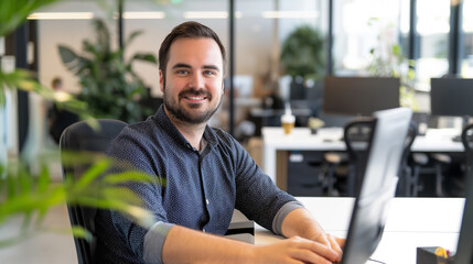 Poster - portrait of  Digital Marketing Manager working in modern office
