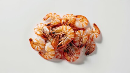 Wall Mural - an illustration of cooked tiger shrimps isolated on a white background, highlighting their vibrant color and appetizing appearance