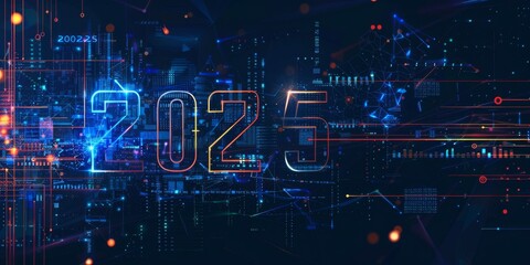 Poster - In 2025, get a glimpse of the future with a stateoftheart circuitry display featuring futuristic tech and concepts. The design is cuttingedge and filled with advanced technology