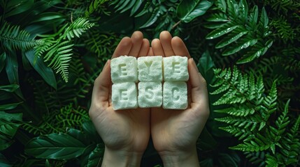 Sugar Cubes Spell Out 'YES' and 'ESC' in Lush Green Setting