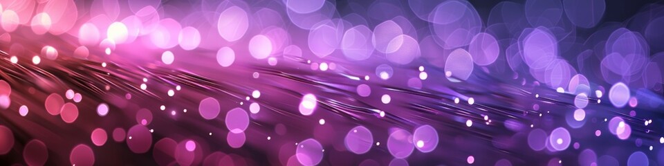 Wall Mural - An abstract technology background of purple fiber optic internet cable with purple glowing lights. 