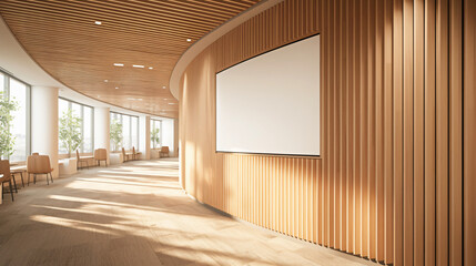 Poster - Modern wooden interior with copy space text for office, design, and minimalist.