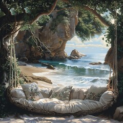 Wall Mural - A beautiful place to relax for vacation or rest, with water.