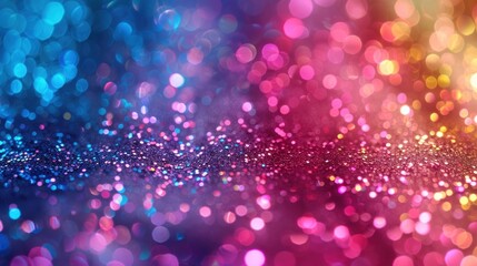 Wall Mural - Sparkling Glittery Background with Blue, Pink and Yellow Lights