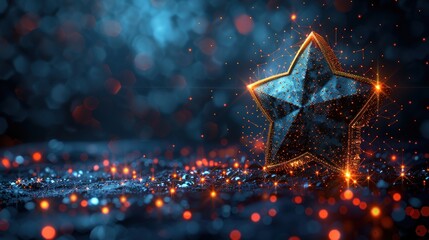 Wall Mural - Glowing Star on a Glittering Blue Background
