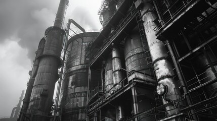 Industrial Complex Under a Cloudy Sky