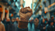 © Erika - personas activistas en favor de la paz y los derechos humanos puño levantado en señal de protesta union y huelga