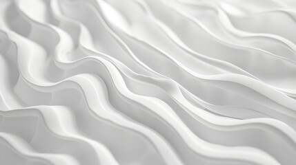 Clean white wave patterns merge effortlessly with a pristine background, illustrating simplicity and purity