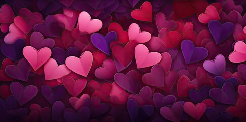 Wall Mural - hearts background with purple and pink hues in the air