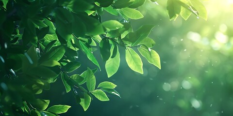 Wall Mural - Abstract Leafy Canopy Background A refreshing abstract background featuring a leafy canopy with vibrant green hues, highlighting the natural and tranquil beauty.