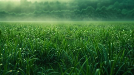 Wall Mural - A field of grass with a cloudy sky in the background. Generate AI image