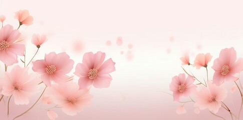 Canvas Print - simple flower background with pink and white flowers on a pink background