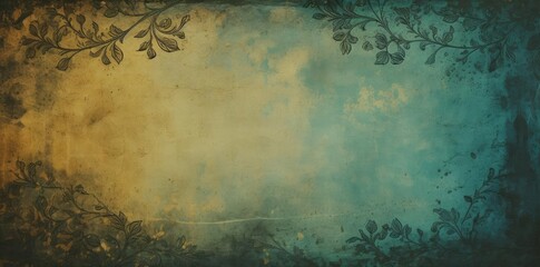 vintage background with flowers and vines on a grunge background