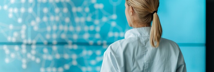 Poster - Female Engineer Analyzing Complex Schematic on Digital Screen in Modern Lab