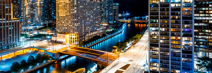 Wall Mural - Skyscapers along the Chicago River, Chicago, IL