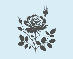 Wall Mural - Black rose flower silhouette shape design