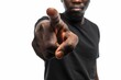 © Bijac - assertive black male hand gesturing with pointed index finger isolated on white body language photography