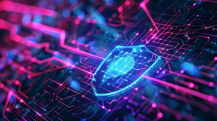 Leinwandbilder - Cyber Security: Digital Shield Protecting Data