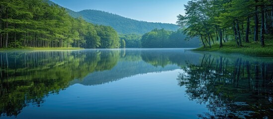 Wall Mural - Tranquil Forest Lake Reflection