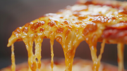 Delicious 3D pizza topped with melted cheese, close-up