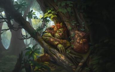 goblin sleeping in the forest